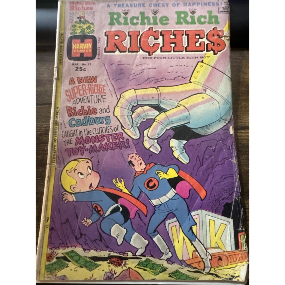 Richie Rich Riches #17 Mar 1976 Cadbury Monster Toy-Maker – Worn Cover Comic